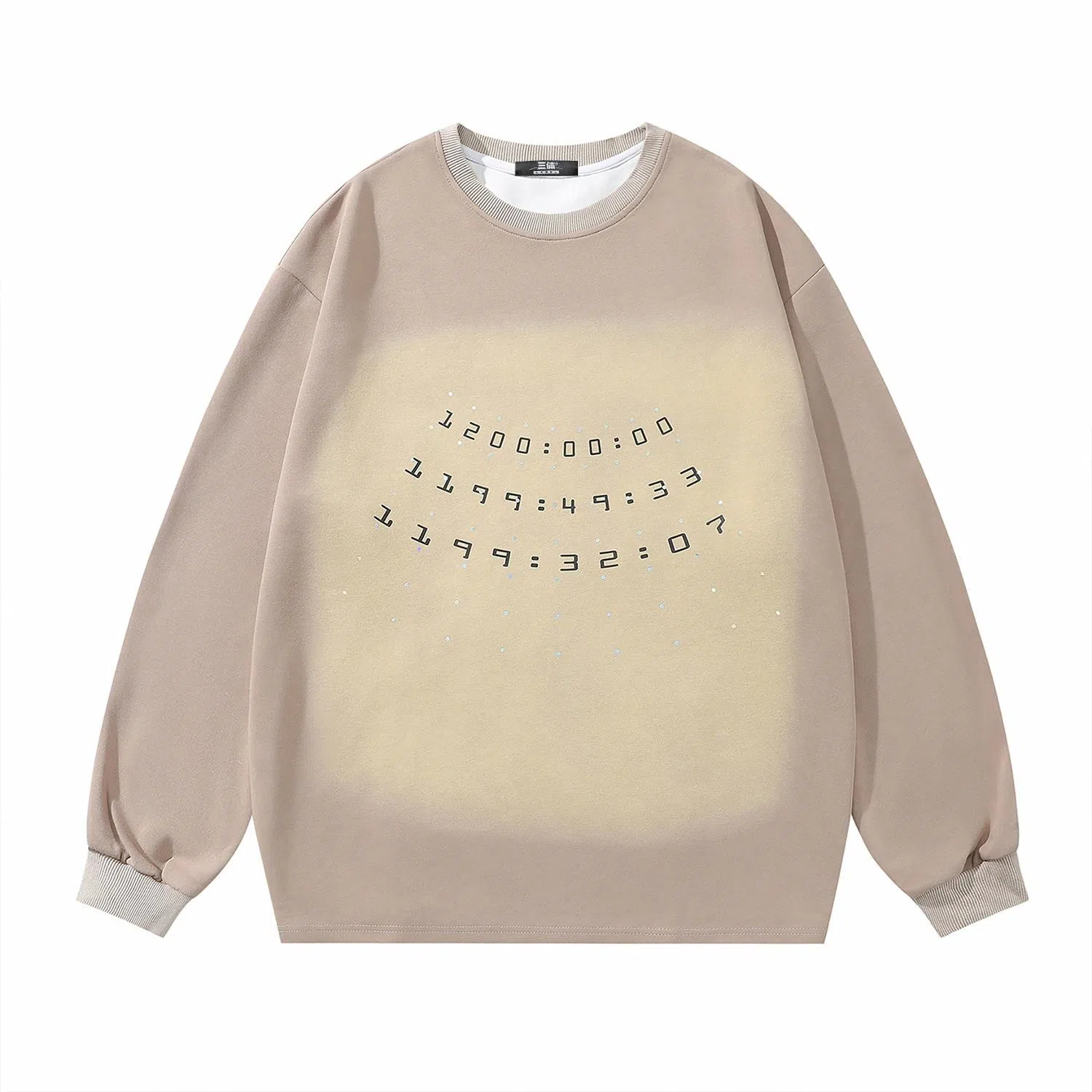 三体  幽灵倒计时系列美式复古经典雷射片撞色渐变休闲简约字母印花重磅基础宽松套头圆领长袖卫衣 男女同款