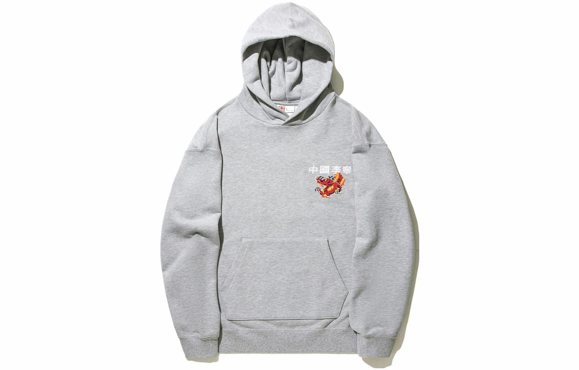 中国李宁 日进斗金系列  雪花图腾 宽松套头连帽卫衣 男款 灰色