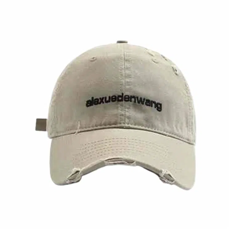 心水好物 字母 做旧破洞大头围显脸小宽帽檐大脸软顶 棉 鸭舌帽 男女同款情侣款