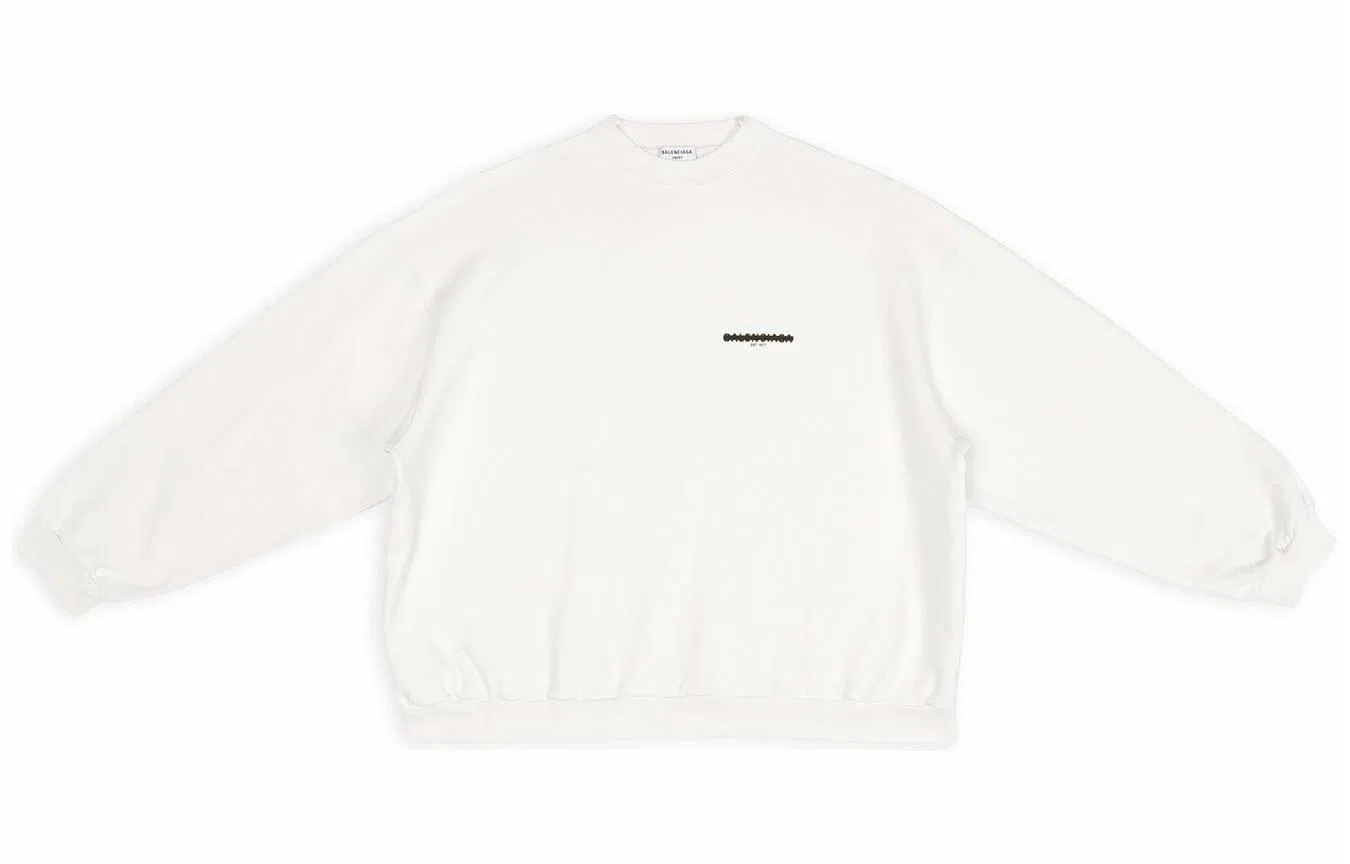 Balenciaga FW22 Logo Crewneck Sweatshirt Cream