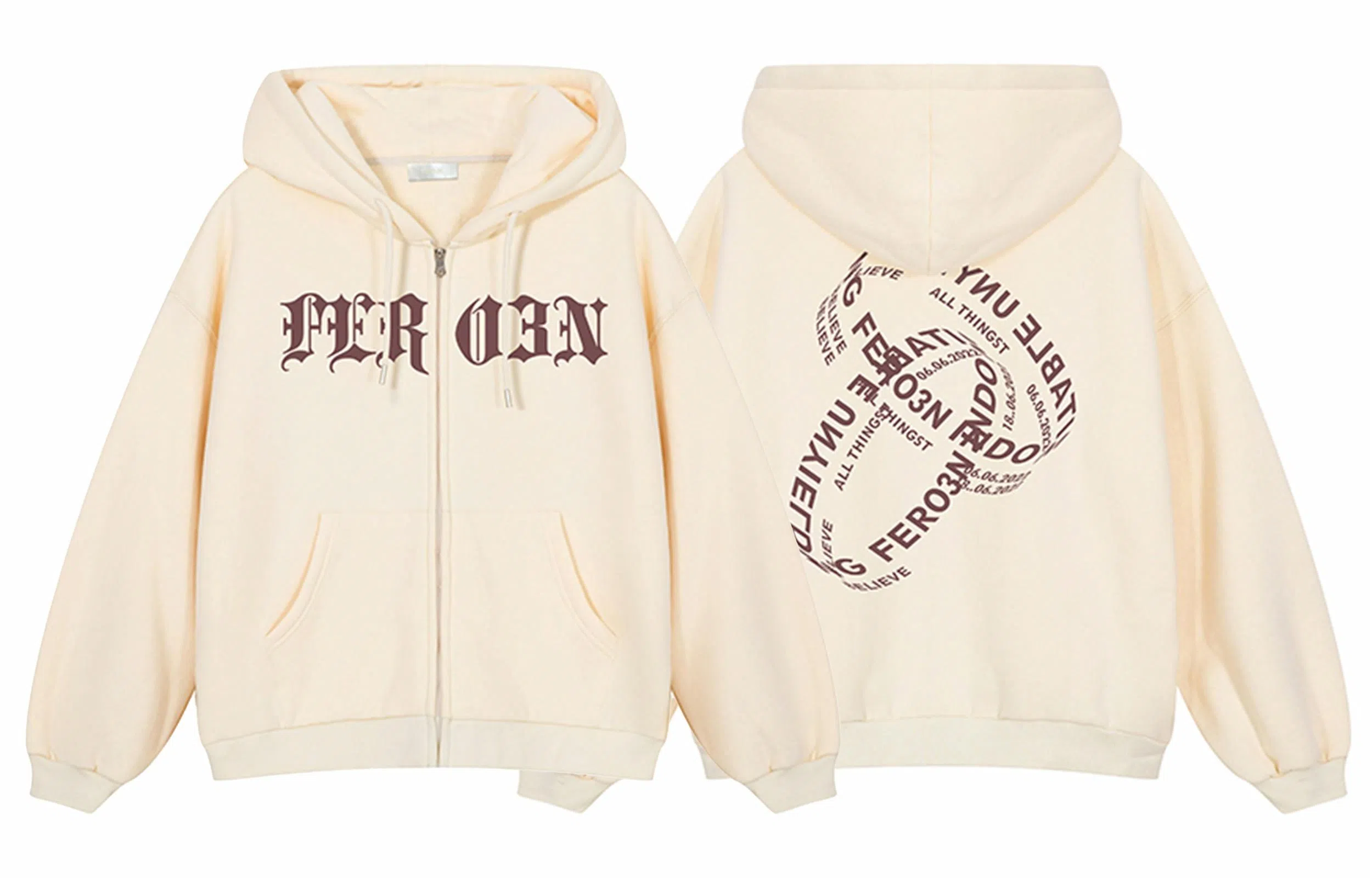 FREO3N SS23 Ring Retro Gothic Letter Print Hoodie