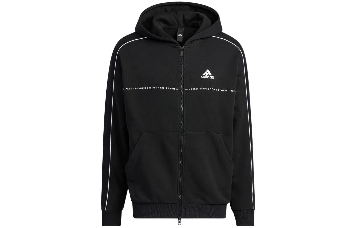 adidas Letter Logo Zip Hoodie Black