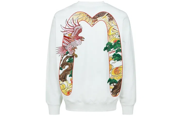 EVISU Eagle Print Crewneck Sweatshirt White