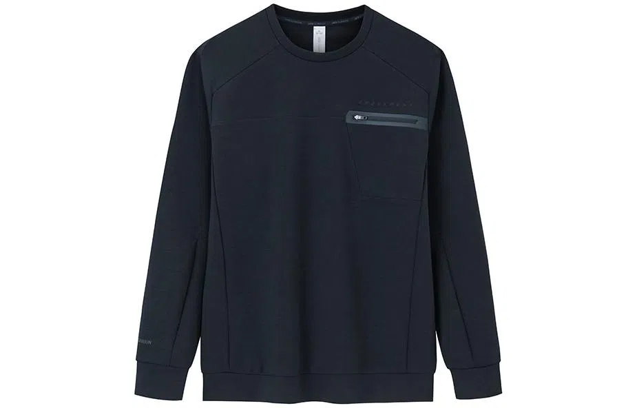 安踏 冠军全天候系列 纯色圆领套头卫衣 男款 夜海黑