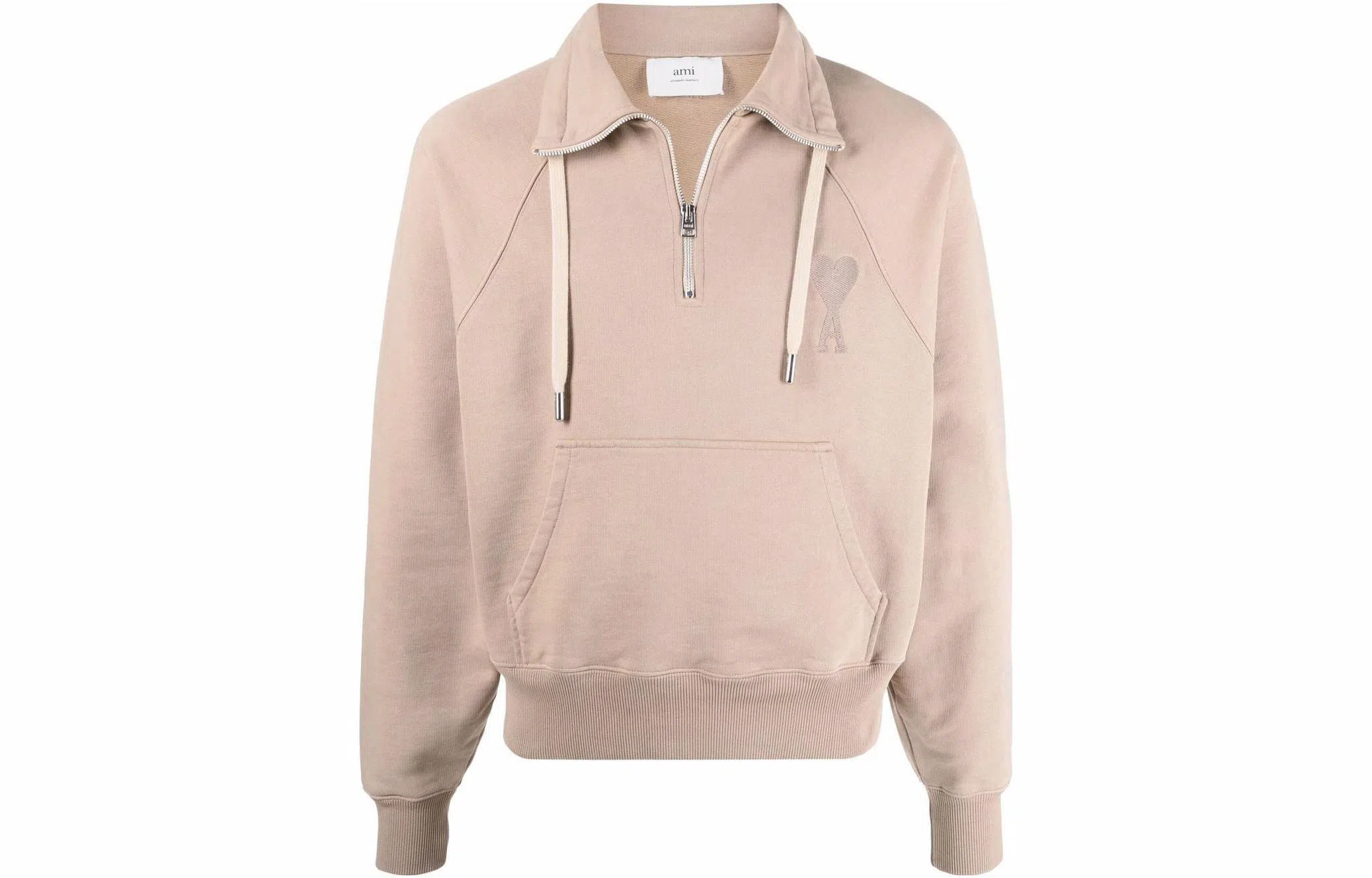 AMIPARIS SS22 Logo Zip Pullover Beige