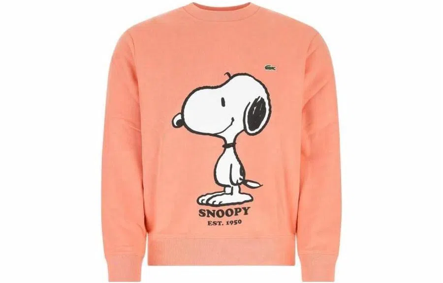 Lacoste Cartoon Print Crewneck Sweatshirt Pink Orange
