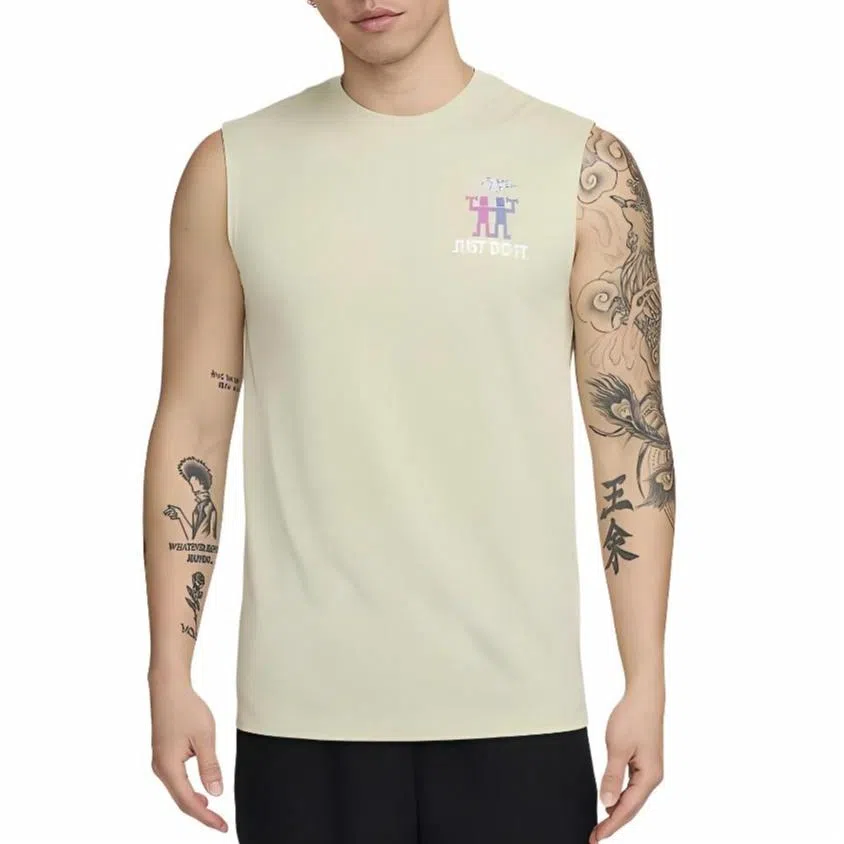 Nike Dri-FIT Sleeveless Fitness T-Shirt Light Olive Grey