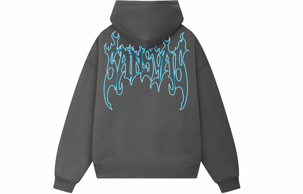 木村三社 火焰字母印花宽松连帽套头长袖卫衣 男女同款