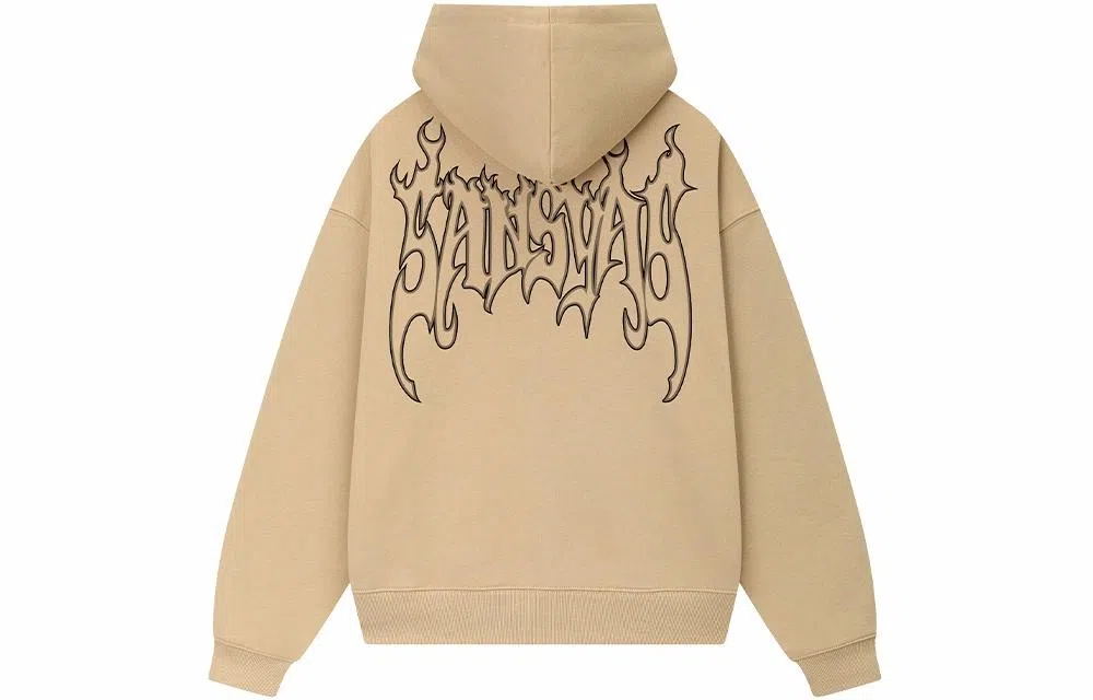 木村三社 火焰字母印花宽松连帽套头长袖卫衣 男女同款