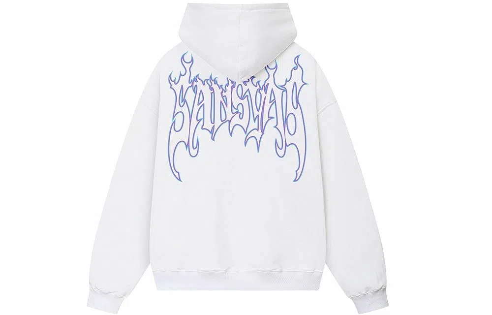 木村三社 火焰字母印花宽松连帽套头长袖卫衣 男女同款