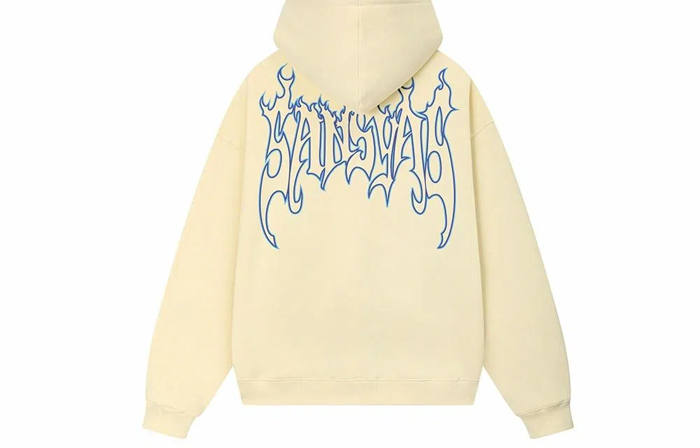 木村三社 火焰字母印花宽松连帽套头长袖卫衣 男女同款