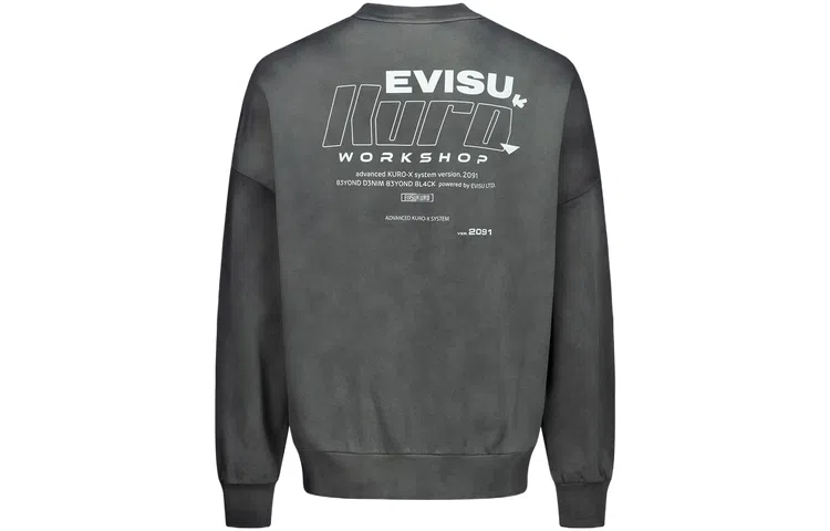EVISU Logo Print Crewneck Sweatshirt Black
