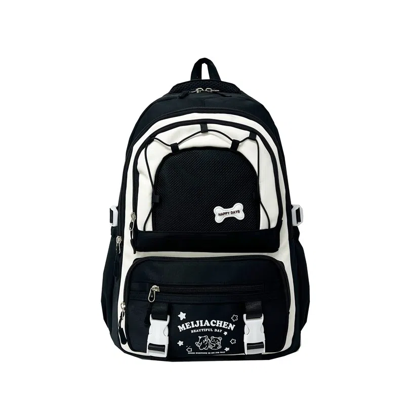 單倉 高颜值大容量可爱撞色短途旅行 复合布 双肩包 女款 黄色/粉色/黑色/蓝色/绿色