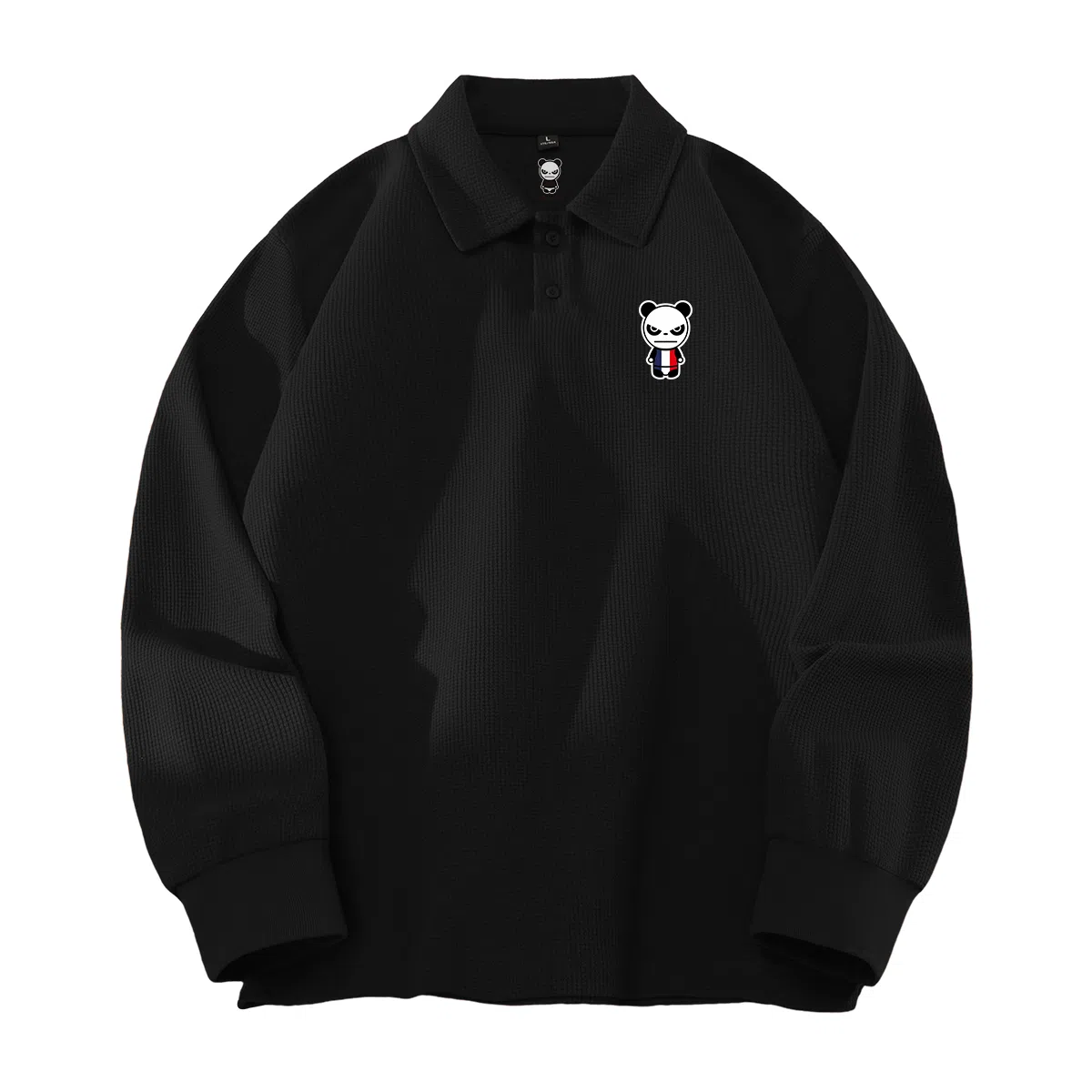 HIPANDA Waffle Knit Polo Long Sleeve Tee