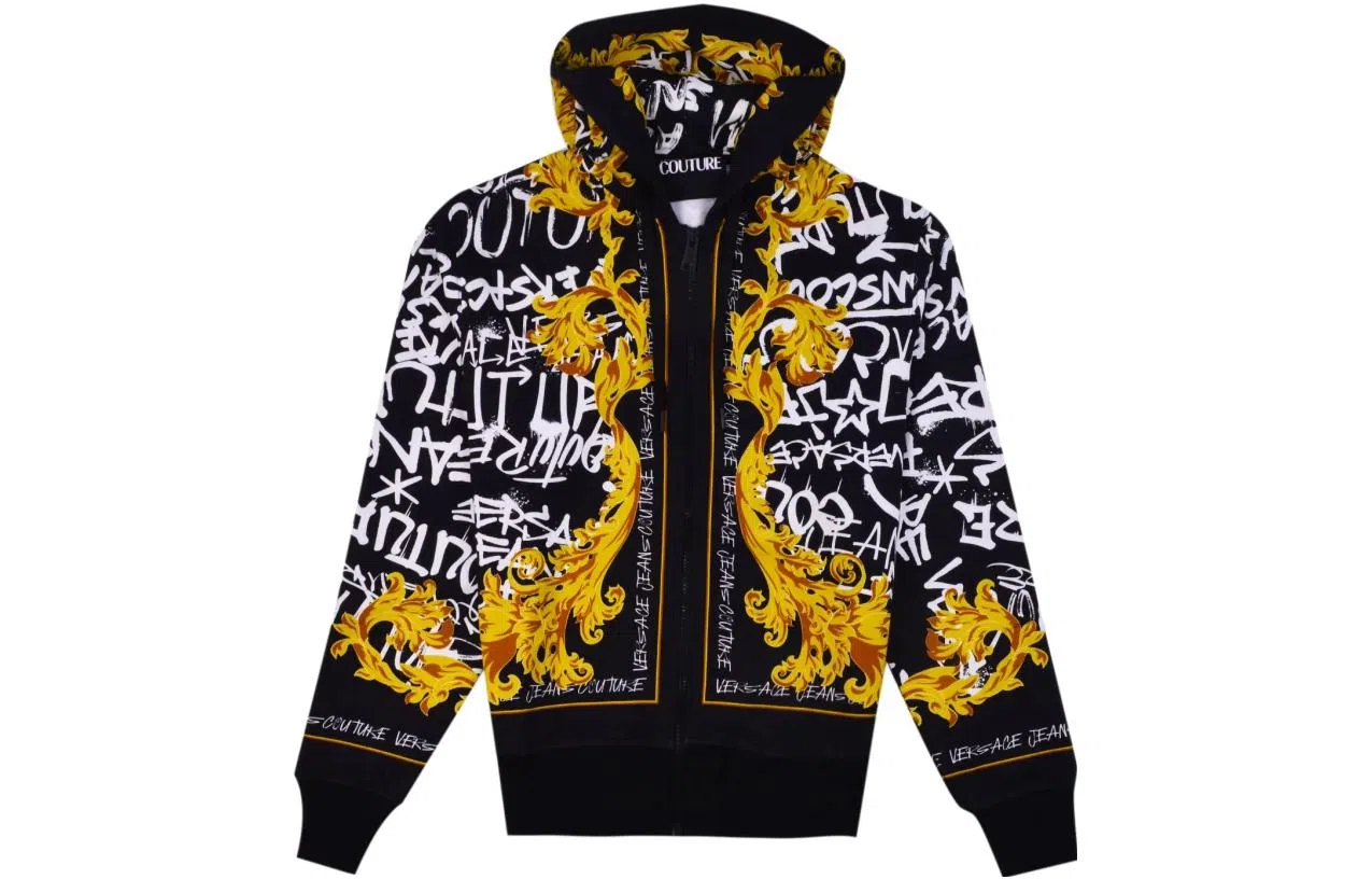 Versace Jeans FW23 Letter Print Hoodie Black