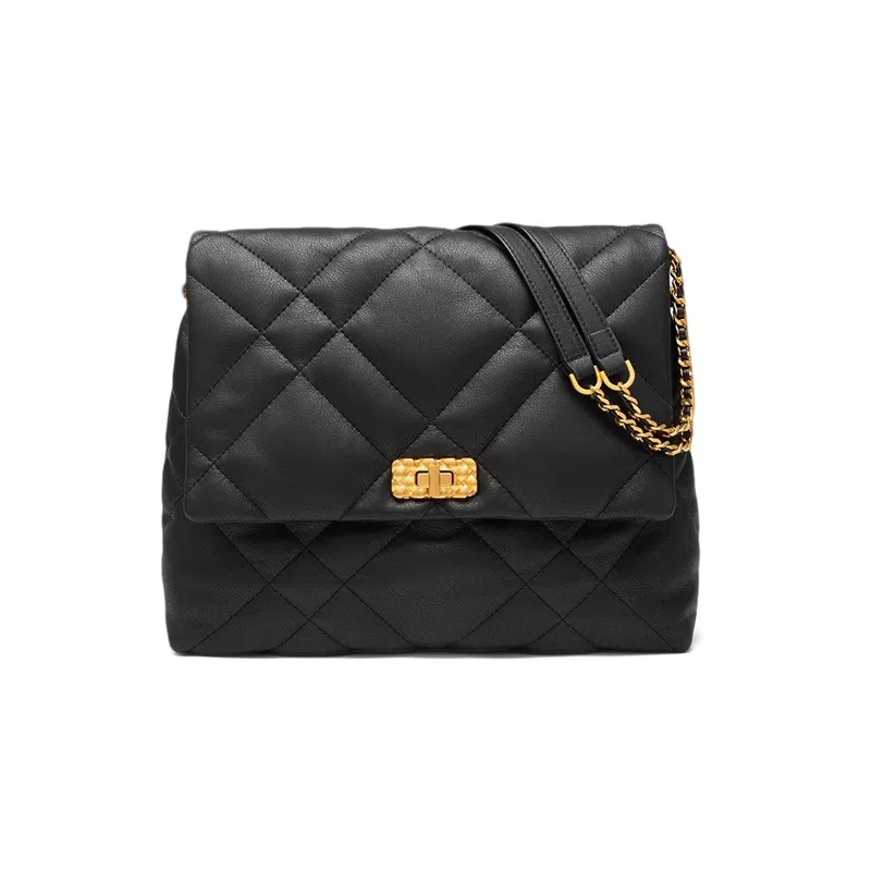 CLEVER&KETCH Quilted Black Gold Crossbody Bag