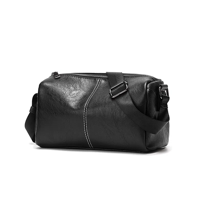 老人头 潮流简约通勤百搭高级感单肩包 合成革 斜挎包 男款 黑色/棕色