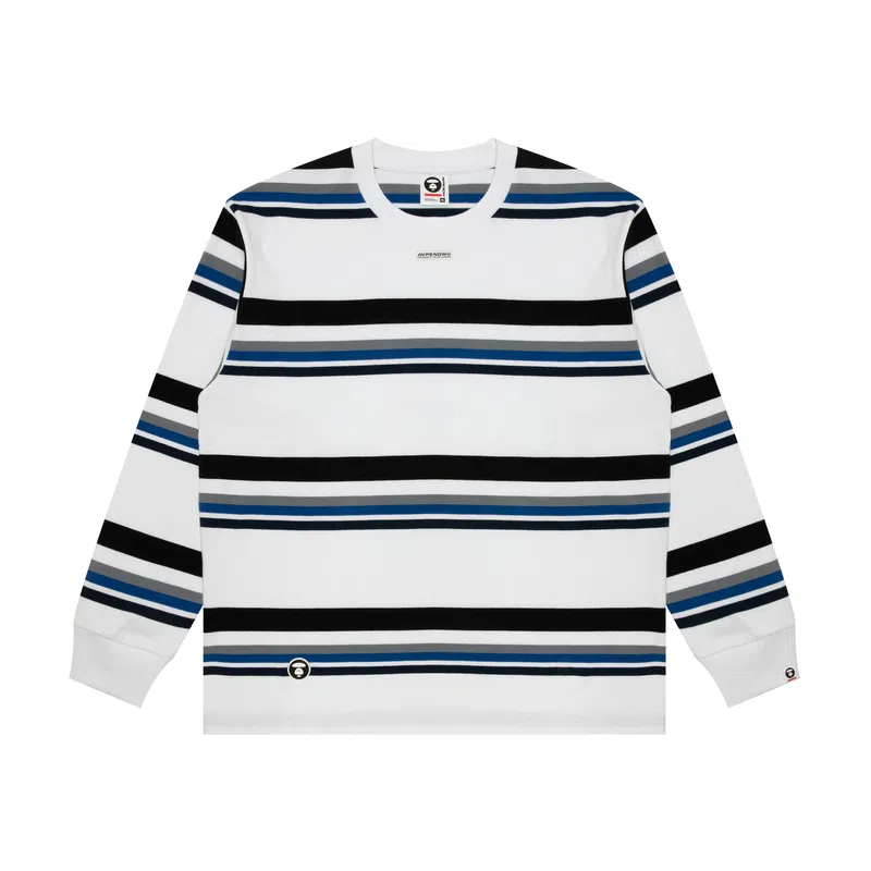 Aape FW24 Striped Long Sleeve Tee Grey