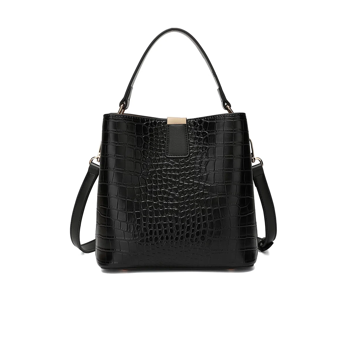稻草人 时尚通勤实用高级感鳄鱼纹水桶包 聚氨酯革 手提包 常规 女款 多色