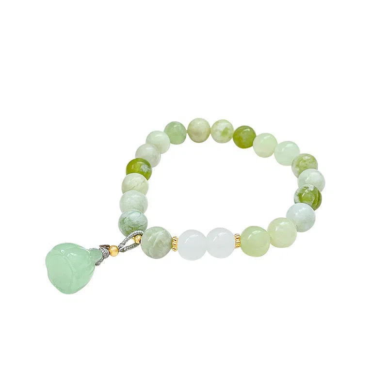 【清凉一夏】 指尖瑰宝 莲蓬夏日里的青提奶盖新中式复古文艺 显白小众 岫玉（蛇纹石玉） 玉石手串 男女同款情侣款