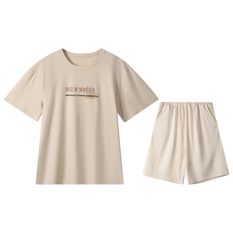 兰缪 舒适凉感透气短袖可外穿家居服睡衣套装 男款 图片色