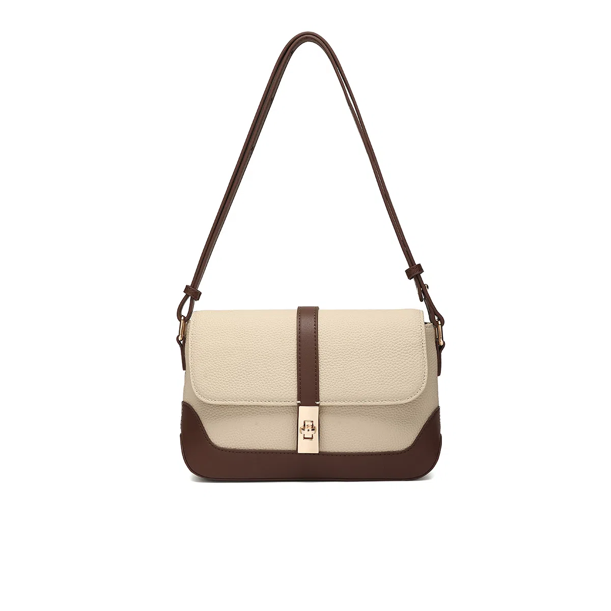 稻草人 时尚复古撞色高级感小众百搭学生实用通勤 牛皮 腋下包单肩斜挎包 常规 女款 卡其/米白