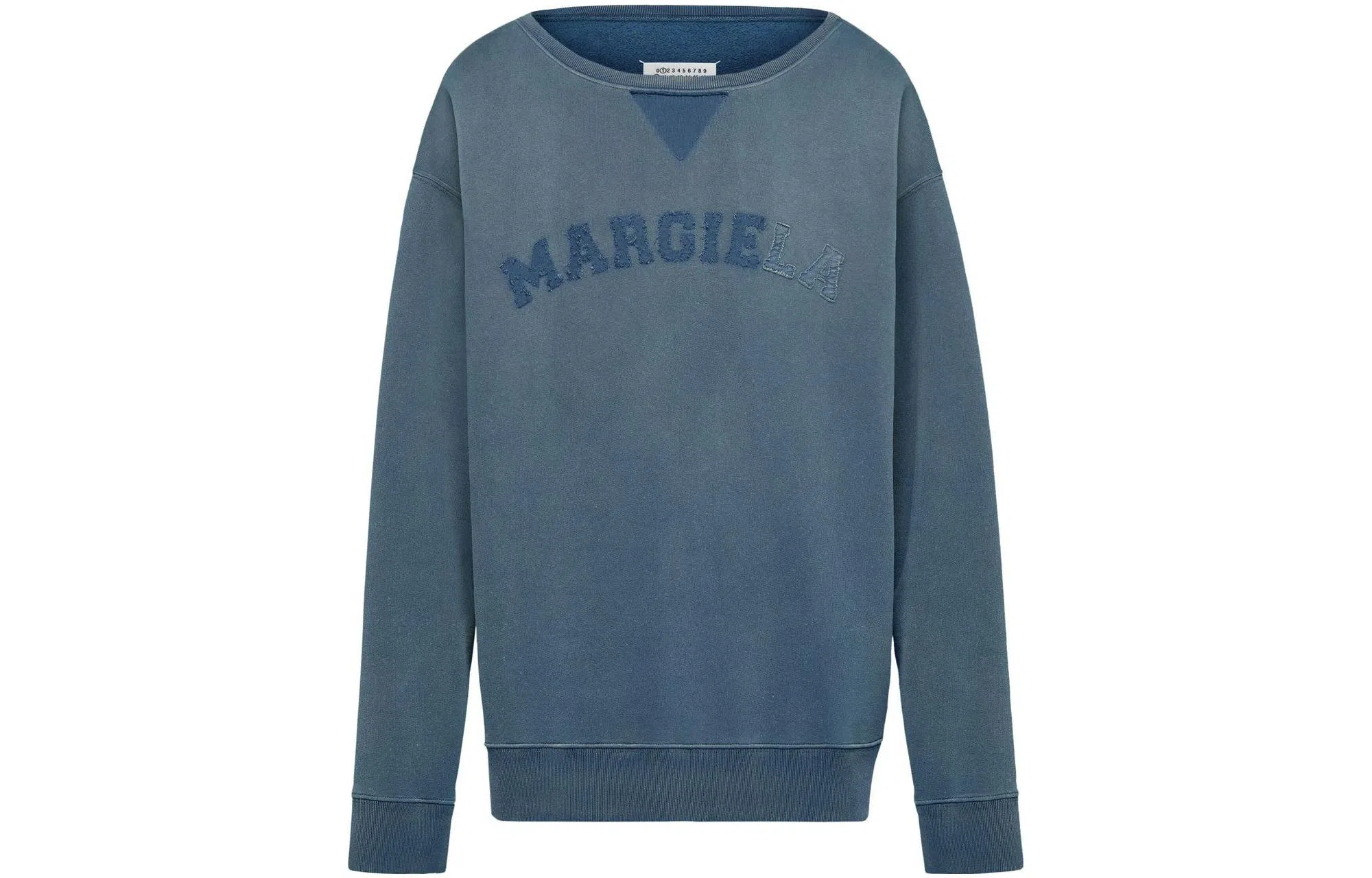 Maison Margiela Logo Embroidered Crewneck Sweatshirt Blue