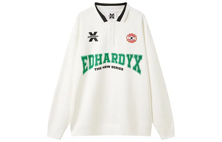 Ed Hardy Logo Print Polo Sweatshirt