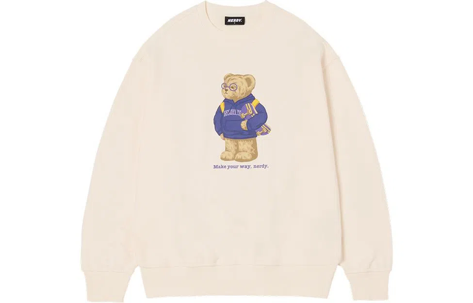 NERDY Bear Crewneck Sweatshirt Cream