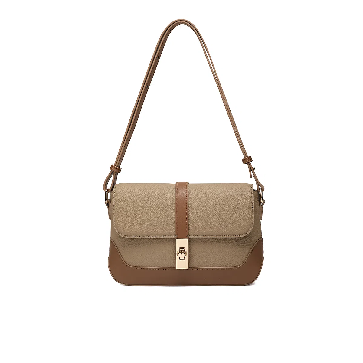 稻草人 时尚复古撞色高级感小众百搭学生实用通勤 牛皮 腋下包单肩斜挎包 常规 女款 卡其/米白