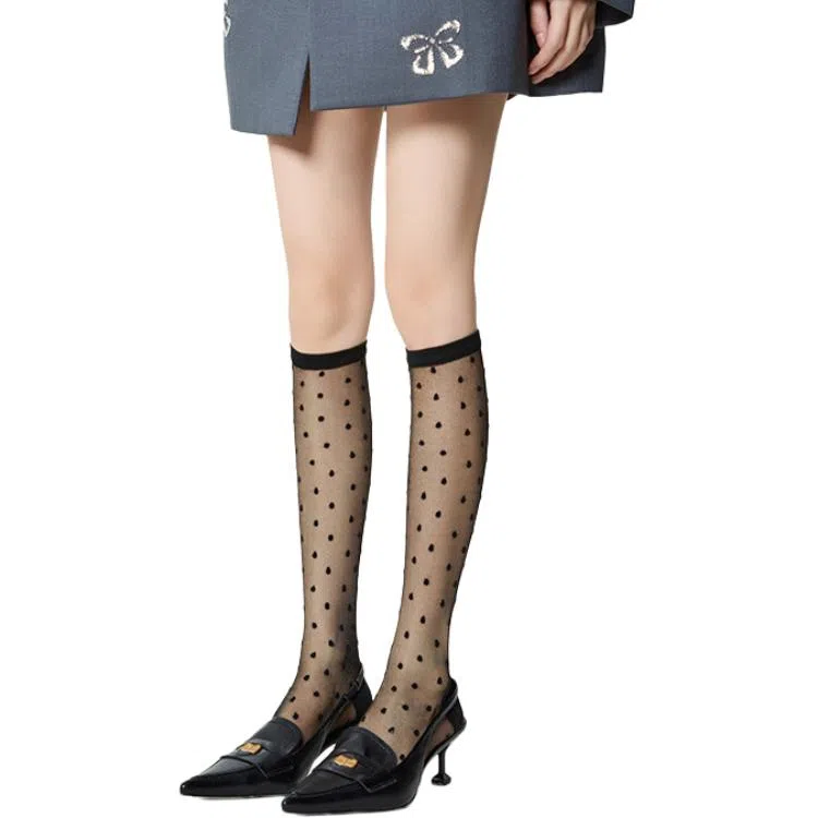 棉芝士 日系波点小腿袜子薄款甜美少女夏季长筒袜 女款
