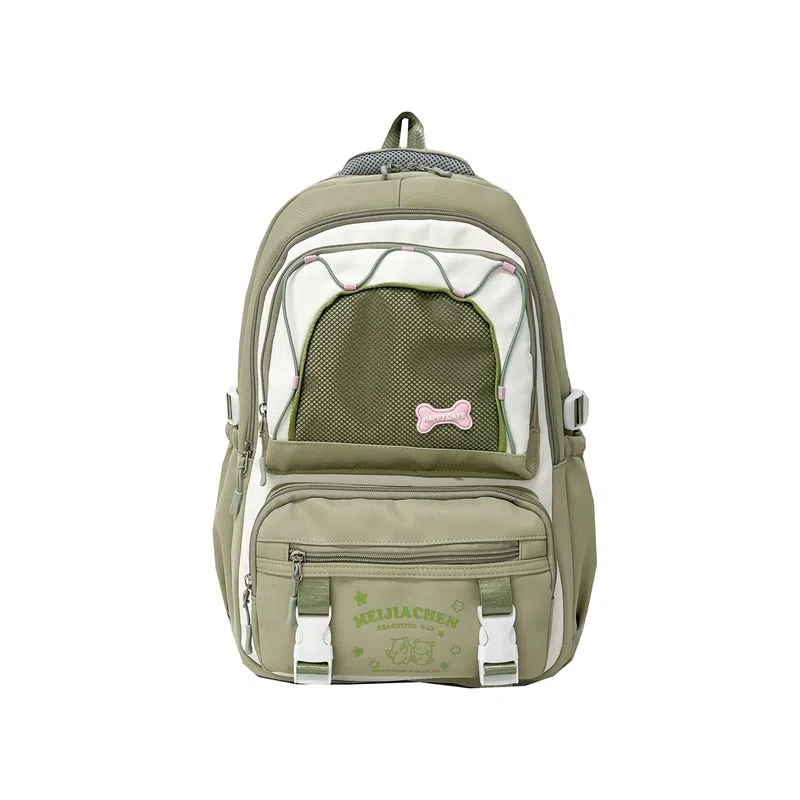 單倉 高颜值大容量可爱撞色短途旅行 复合布 双肩包 女款 黄色/粉色/黑色/蓝色/绿色