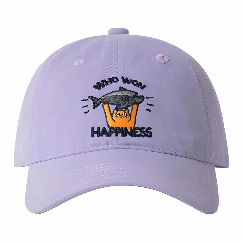 简约刺绣 复古软顶 可爱小猫户外百搭遮阳帽 棉 鸭舌帽 男女同款情侣款