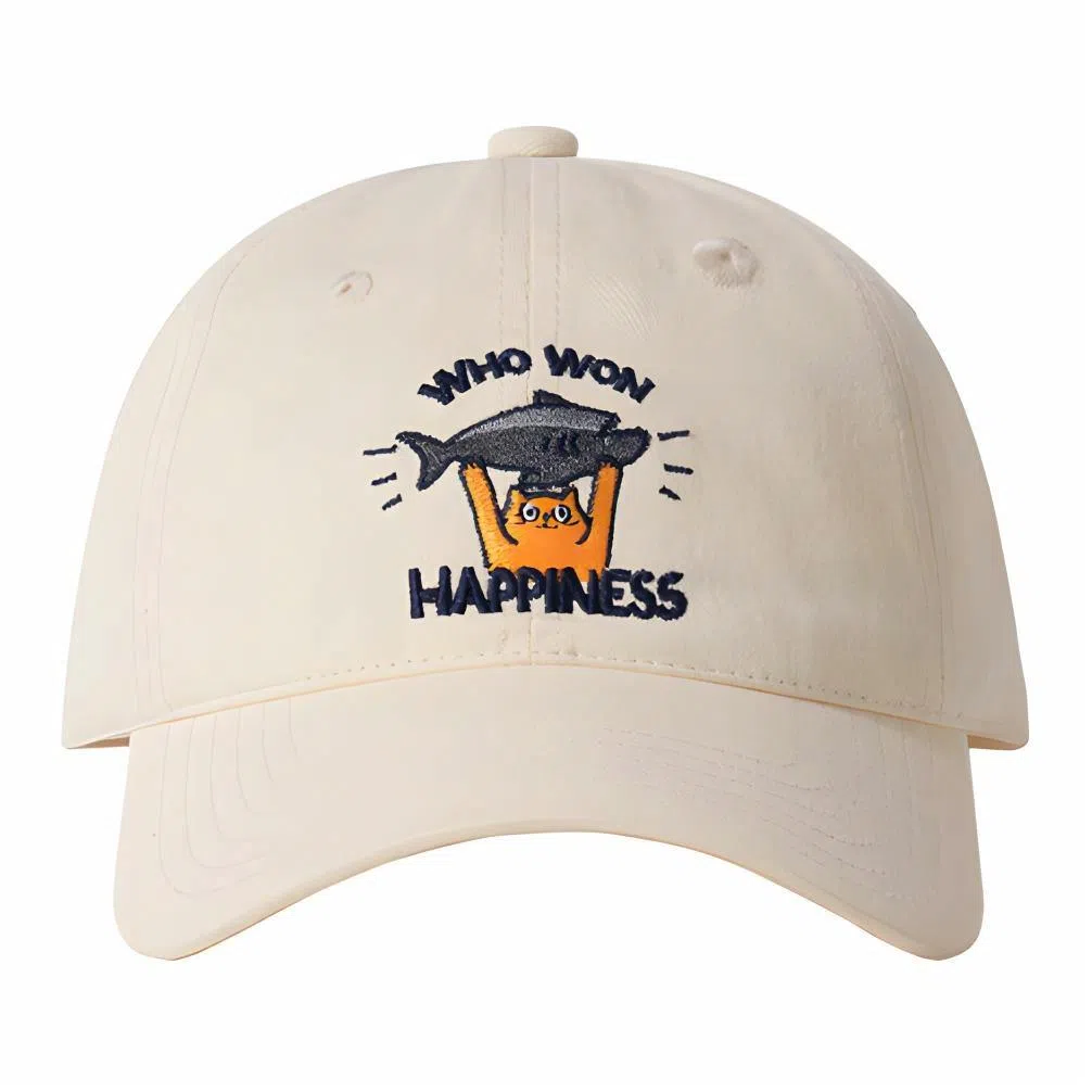 简约刺绣 复古软顶 可爱小猫户外百搭遮阳帽 棉 鸭舌帽 男女同款情侣款