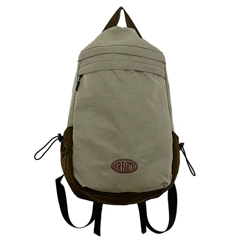 彤彤兔 纯色简约百搭 水洗布 双肩包背包 男女同款情侣款 藕色/绿色