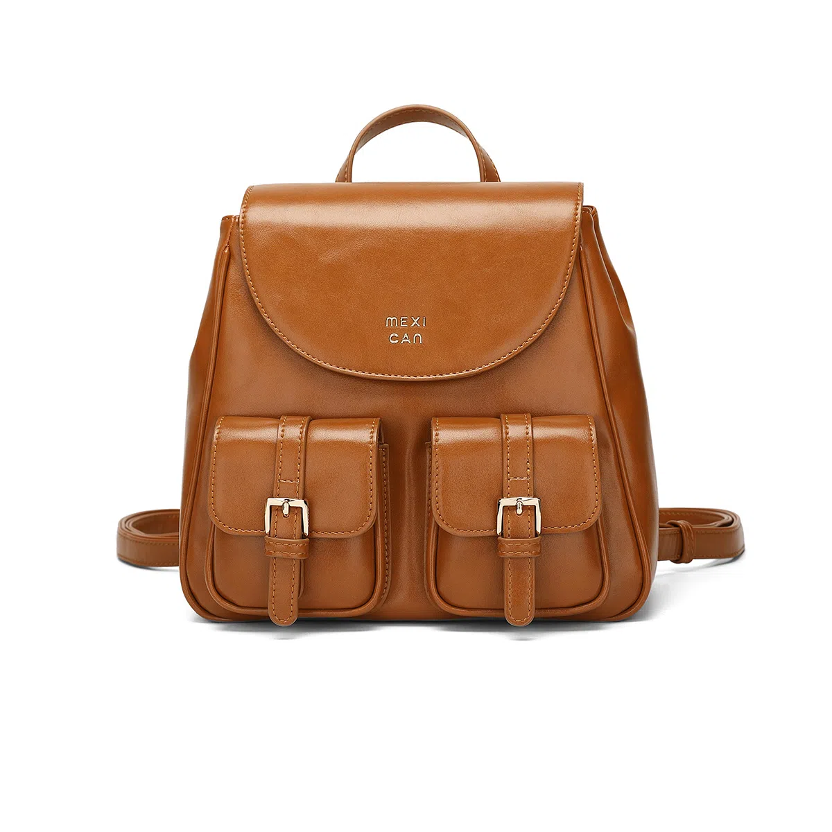 稻草人 高级感复古学院风通勤百搭小众上班 聚氨酯革 双肩包 女款 黑色/黄棕