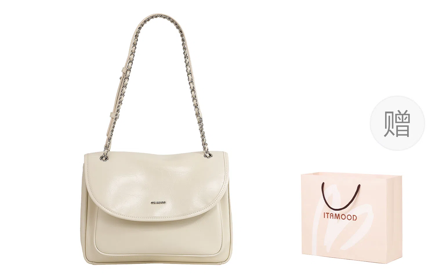 妙迪 高级感 牛皮 单肩包 常规 女款 白色