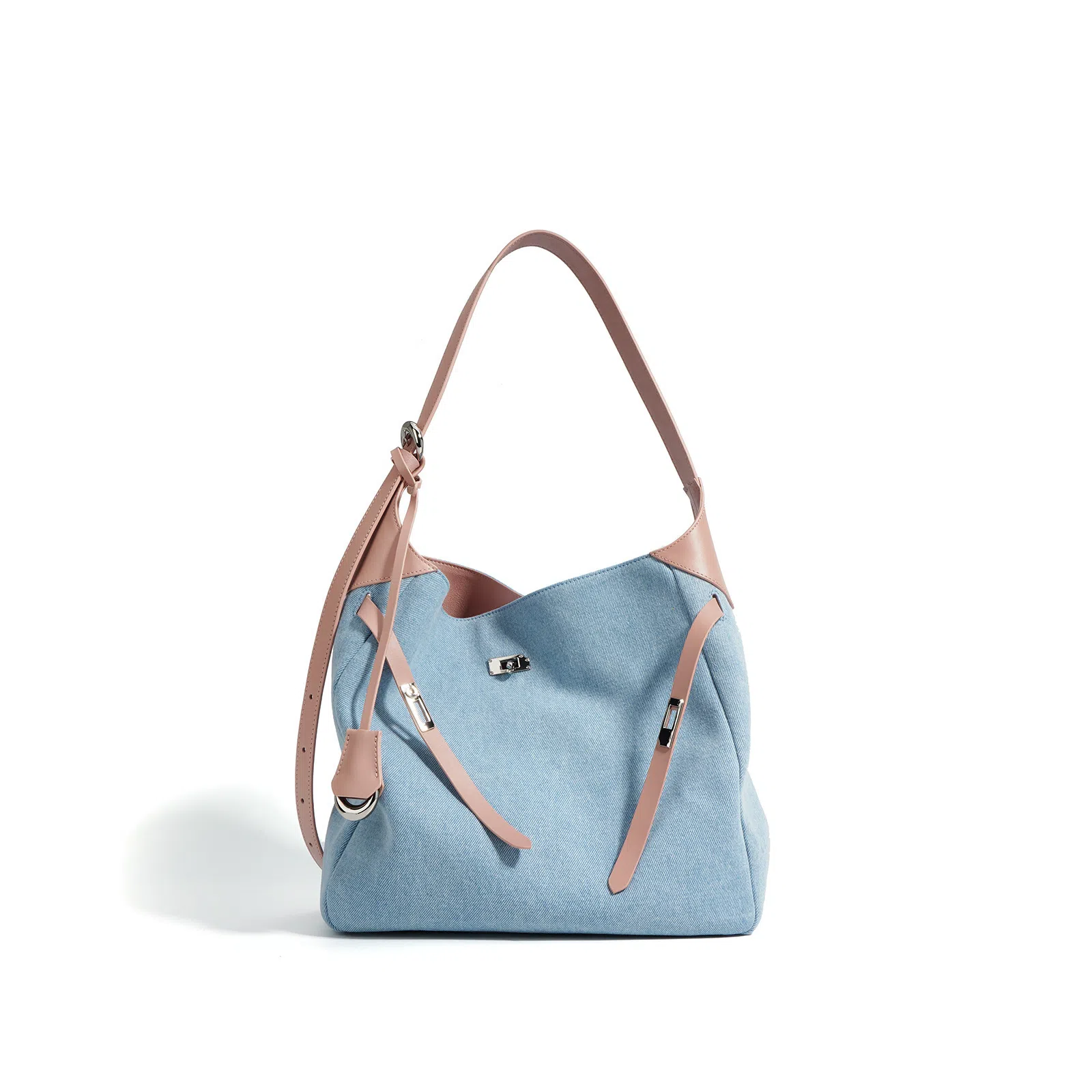 恒源祥 春季时尚百搭腋下包大气高级感真皮懒惰风百搭复古通勤 牛仔布 单肩包 常规 女款 蓝色配酒红/蓝色配粉色