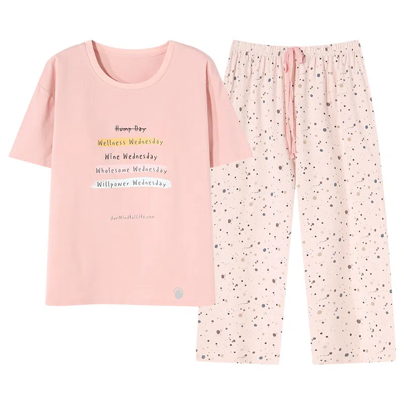 潞优野 凉感带胸垫休闲舒适睡衣套装 女款 粉色