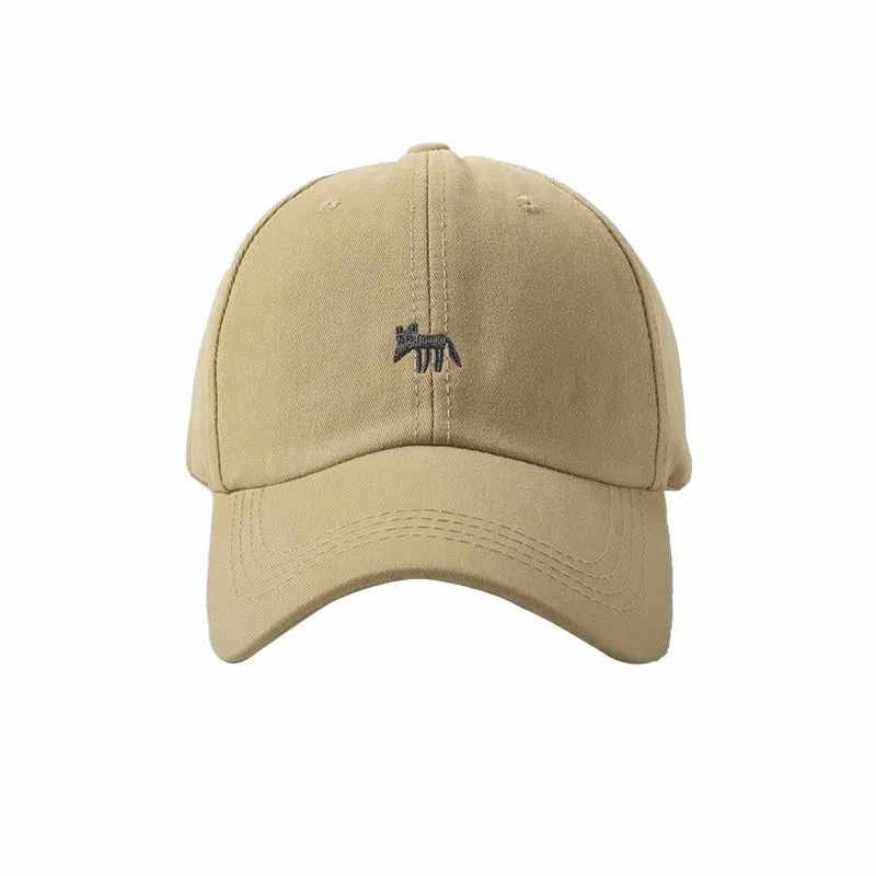 稻草人 韩版刺绣小狐狸 显脸小 百搭休闲 棉 鸭舌帽 男女同款情侣款