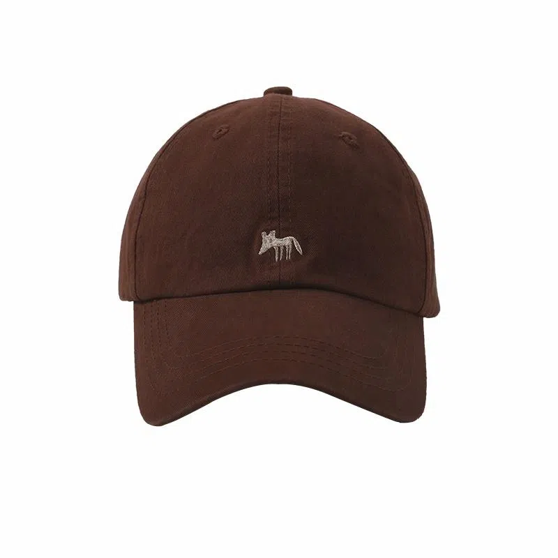 稻草人 韩版刺绣小狐狸 显脸小 百搭休闲 棉 鸭舌帽 男女同款情侣款