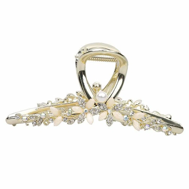 彤彤兔 镶钻花朵金属大抓夹精致甜美气质鲨鱼夹日韩高级感发饰 合金 发夹 女款