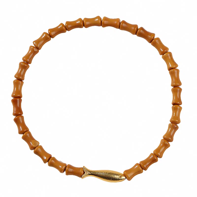 木盛缘 【锦鲤上岸有钱花】新中式国潮财源滚滚招财纳福复古民族风文玩单圈好运连连 橄榄核 手串 男女同款情侣款