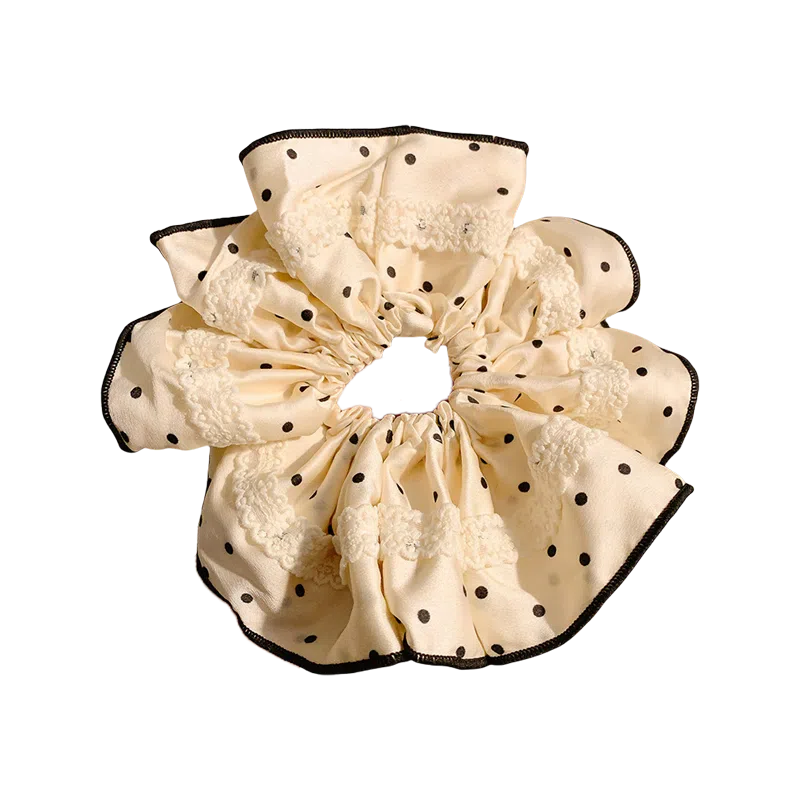 贯古今 蕾丝花边波点小香风超大头花 布艺 发圈 女款