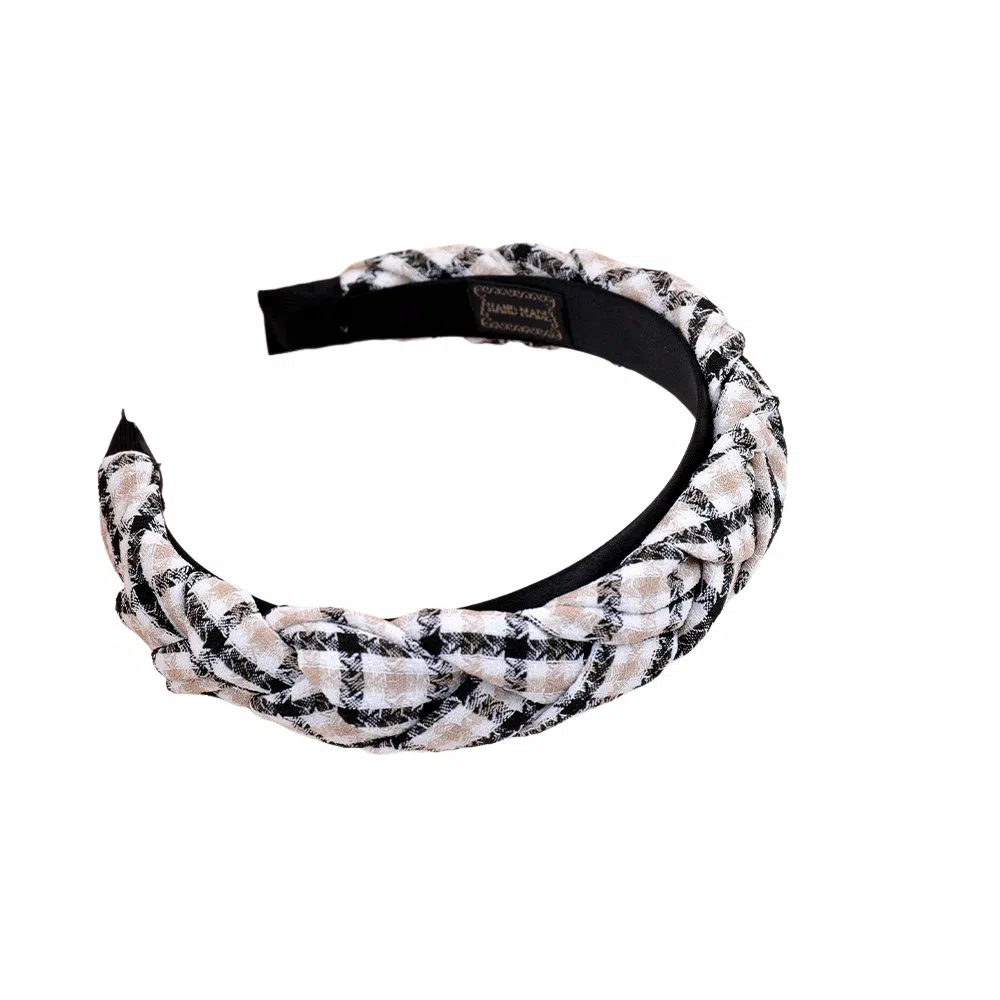 彤彤兔 法式小香风交叉拼色压发发捆高颅顶 涤纶 发箍 女款