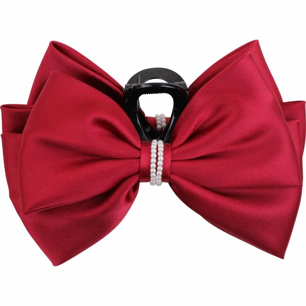 彤彤兔 在逃公主头饰红色蝴蝶结抓夹高级感后脑勺鲨鱼夹小香风发饰 布艺 发夹 女款