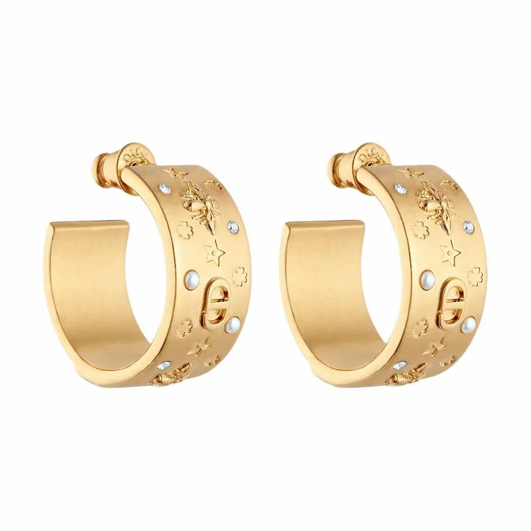 DIOR Logo Metal Earrings Gold