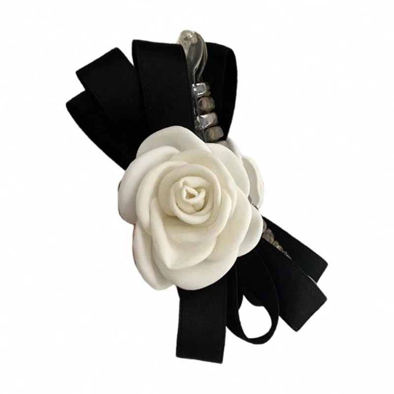 彤彤兔 法式浪漫玫瑰珍珠鲨鱼夹高级感后脑勺 盘发气质 发夹 女款