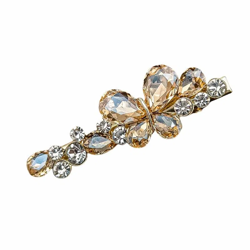 简应舒 双蝶一字夹碎发刘海夹前额边夹侧边夹子头饰 合金+仿钻 发夹 女款