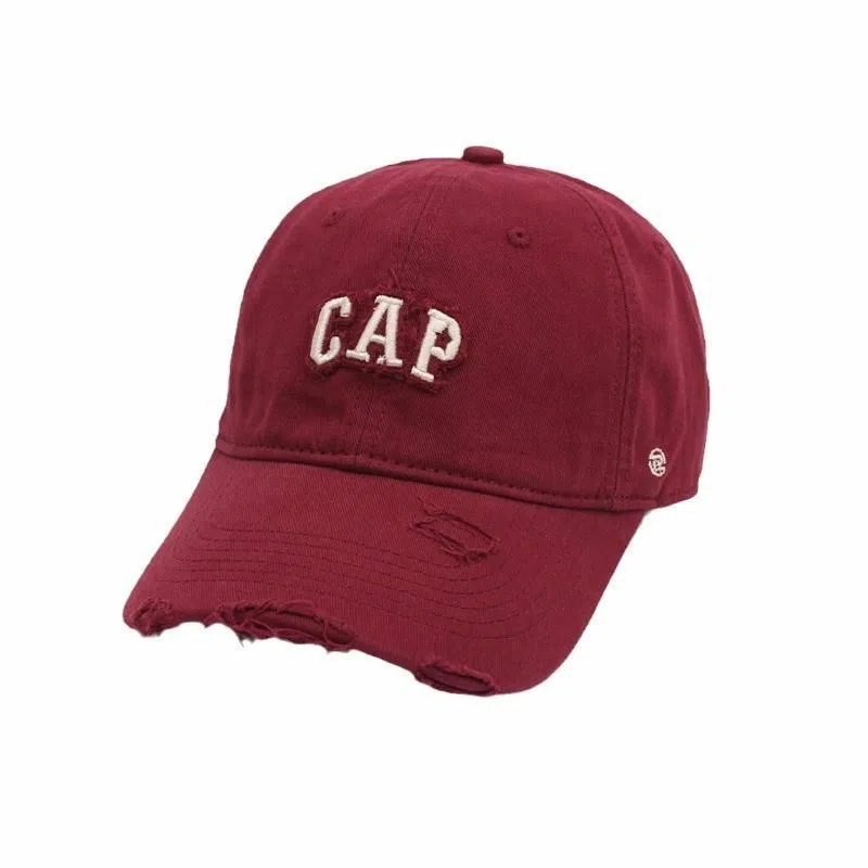 祎步康 韩版做旧破洞遮阳 户外出游易搭时尚帽子 棉 鸭舌帽 男女同款情侣款